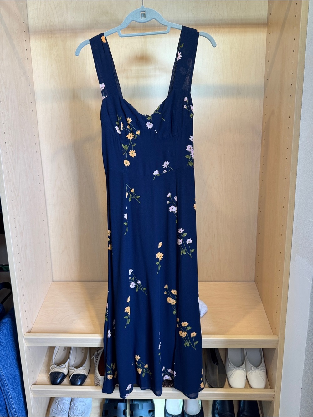 Reformation Navy Floral Maxi Dress